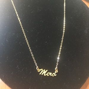 🆕Frolic Gold “merci” - thank you in French necklace